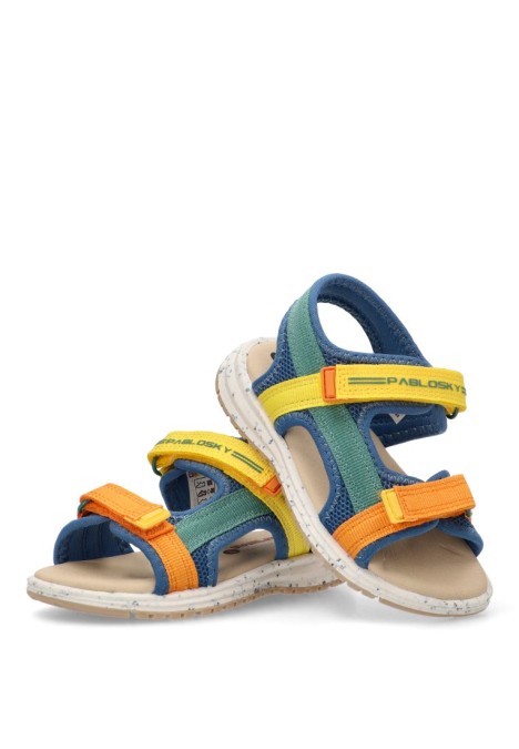 Sandalia de niño PABLOSKY 9816 jeans textil  suela plana