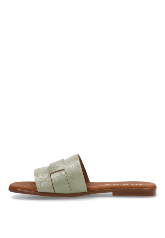 Sandalia de mujer YULIA 5550 verde piel suela plana