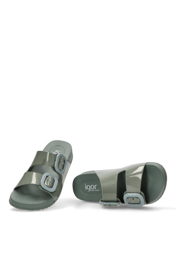 Chanclas sandalias playa mujer IGOR habana brillo  verde