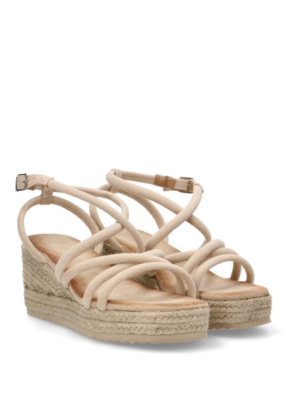 Sandalia beige con cuña media SORAIA 5U9 para mujer