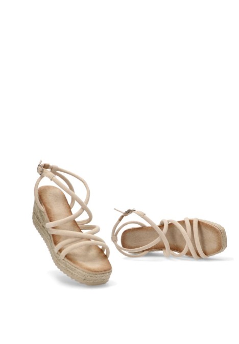 Sandalia beige con cuña media SORAIA 5U9 para mujer