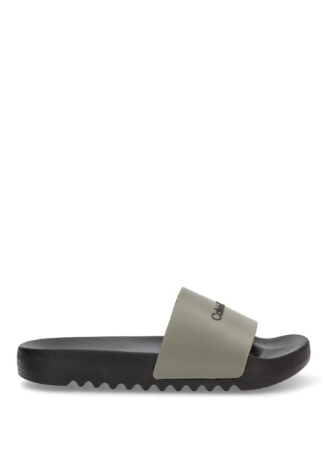 Chanclas sandalias playa de hombre CALVIN KLEIN hm0hm01063 verde goma suela plana