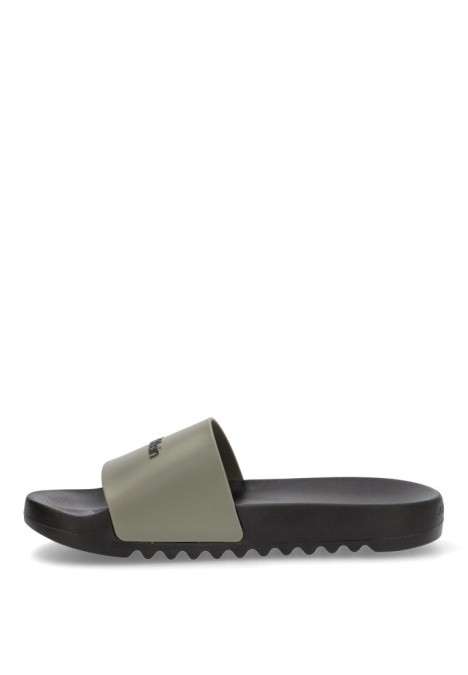 Chanclas sandalias playa de hombre CALVIN KLEIN hm0hm01063 verde goma suela plana