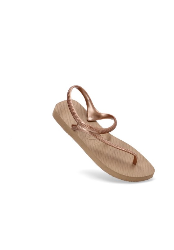 Chanclas sandalias playa de mujer HAVAIANAS 4000039 oro goma suela plana