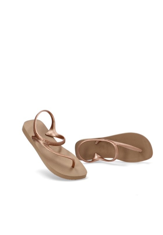 Chanclas sandalias playa de mujer HAVAIANAS 4000039 oro goma suela plana