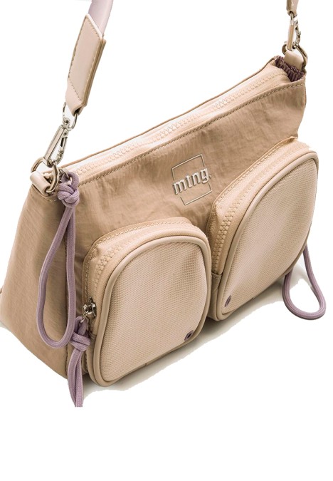 Bolso bandolera pequeña de mujer MUSTANG alpha beige textil  