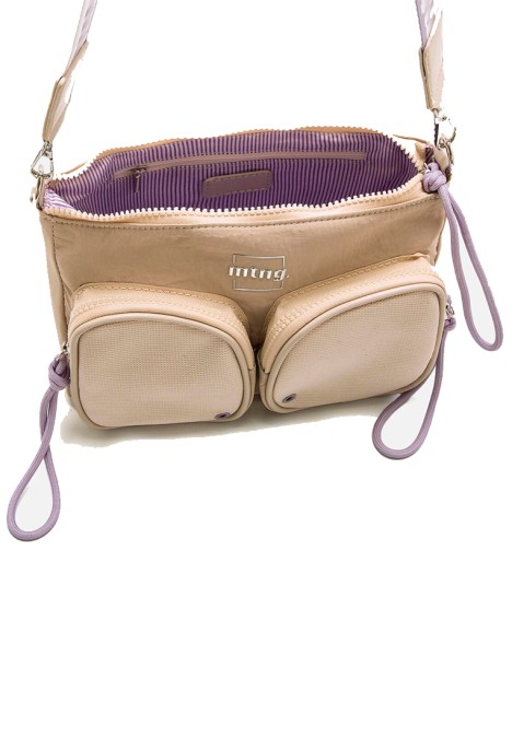 Bolso bandolera pequeña de mujer MUSTANG alpha beige textil  