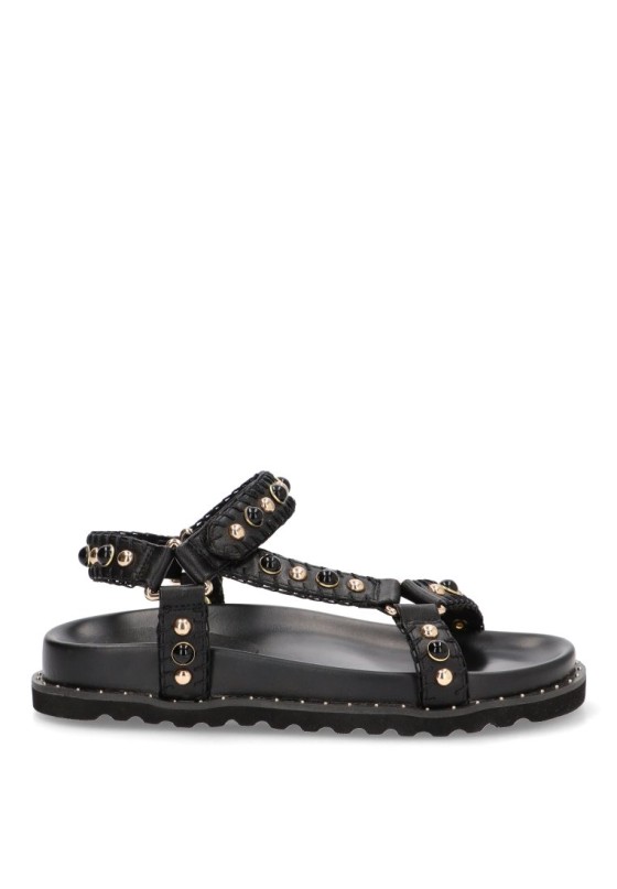 Sandalia de mujer CARMINA JHILTON fc14-2413 negro sintetico suela plana