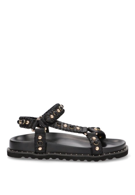 Sandalia de mujer CARMINA JHILTON fc14-2413 negro sintetico suela plana
