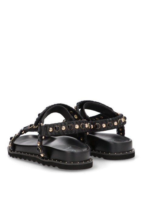 Sandalia de mujer CARMINA JHILTON fc14-2413 negro sintetico suela plana