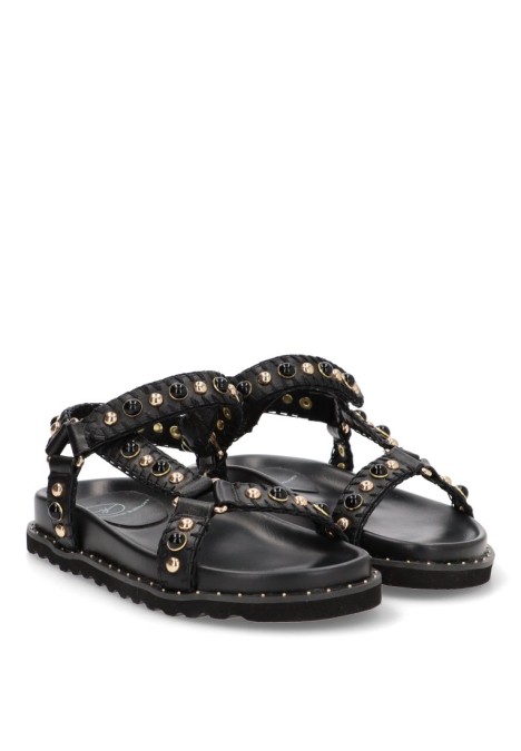 Sandalia de mujer CARMINA JHILTON fc14-2413 negro sintetico suela plana