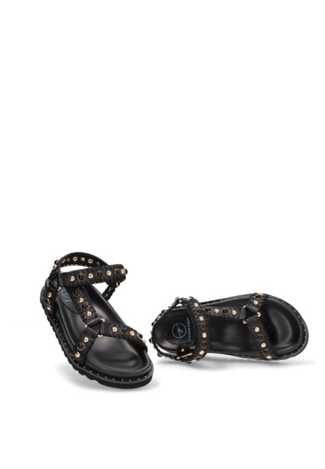 Sandalia de mujer CARMINA JHILTON fc14-2413 negro sintetico suela plana