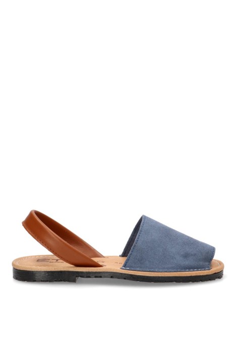 Sandalia de mujer ETIKA 10080 azul piel suela plana