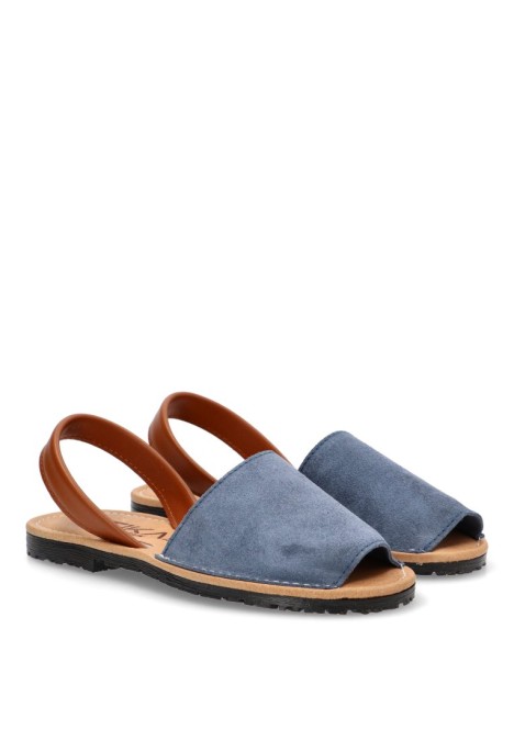 Sandalia de mujer ETIKA 10080 azul piel suela plana