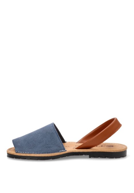 Sandalia de mujer ETIKA 10080 azul piel suela plana