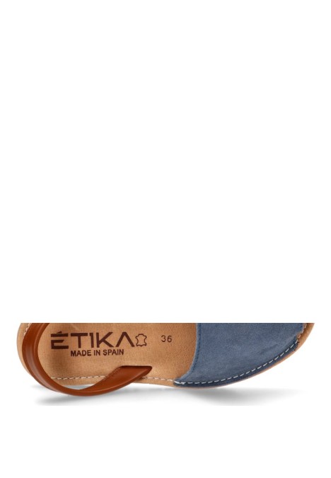 Sandalia de mujer ETIKA 10080 azul piel suela plana