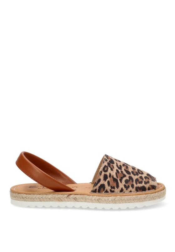 Sandalia de mujer ETIKA 10082 leopardo piel suela plana