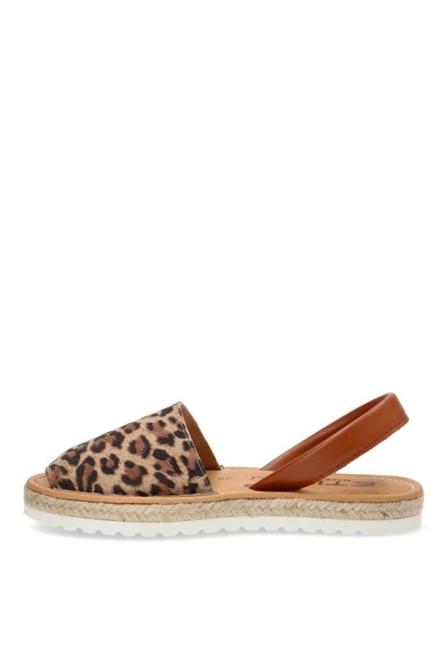Sandalia de mujer ETIKA 10082 leopardo piel suela plana