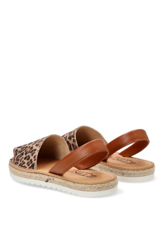 Sandalia de mujer ETIKA 10082 leopardo piel suela plana
