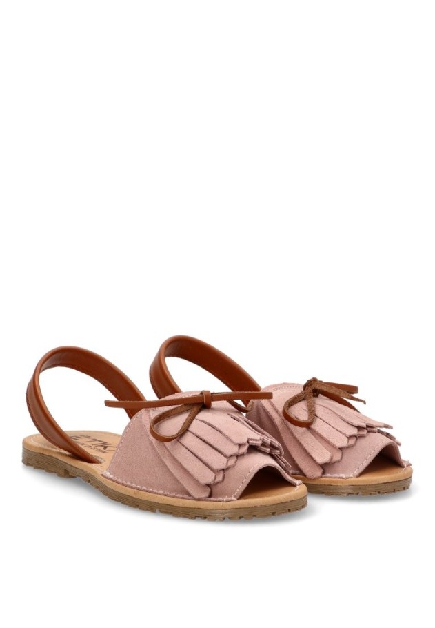Sandalia de mujer ETIKA 10081 rosa piel suela plana