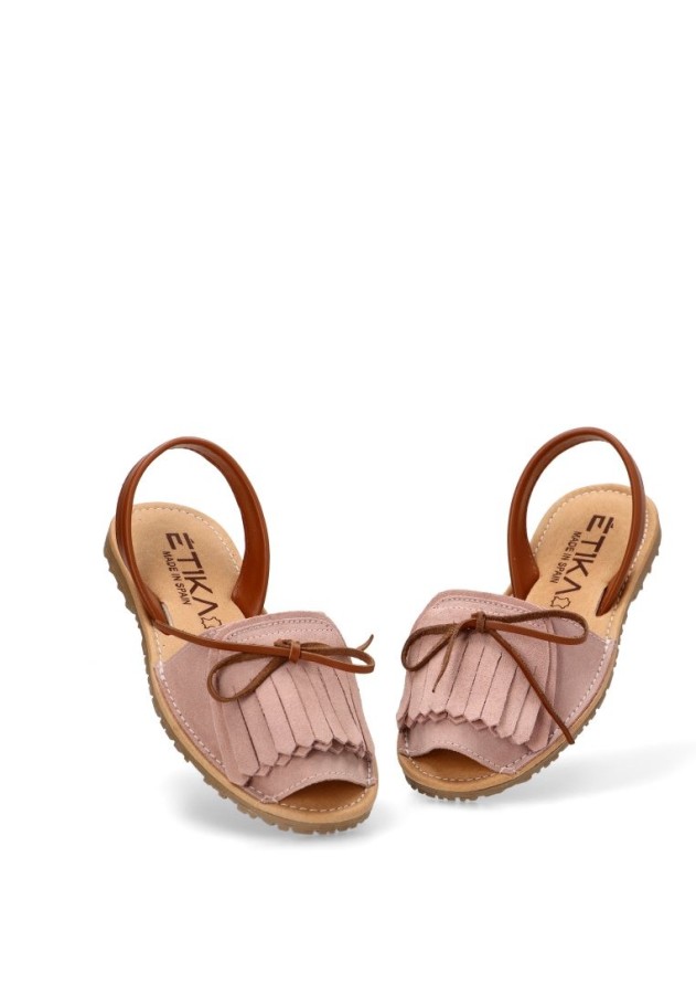 Sandalia de mujer ETIKA 10081 rosa piel suela plana