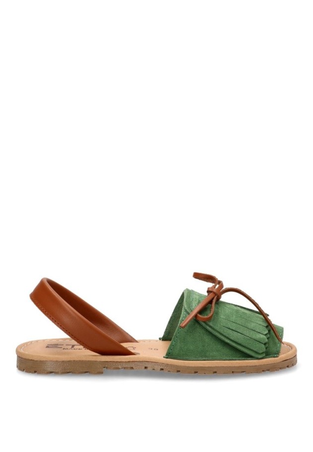 Sandalia de mujer ETIKA 10081 verde piel suela plana