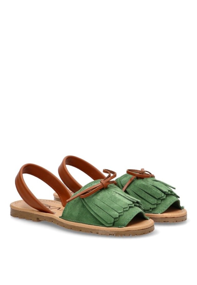 Sandalia de mujer ETIKA 10081 verde piel suela plana