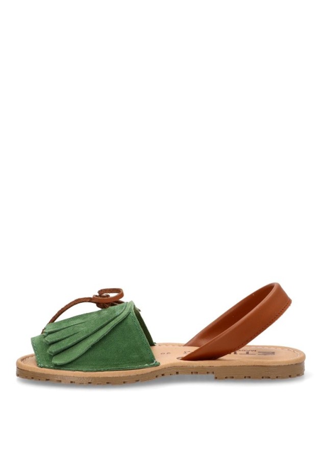 Sandalia de mujer ETIKA 10081 verde piel suela plana