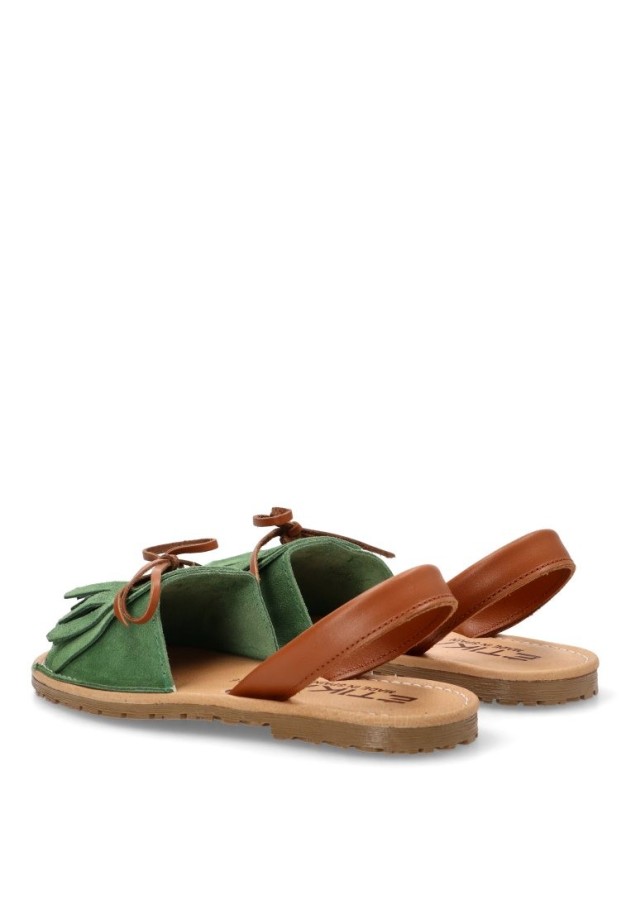 Sandalia de mujer ETIKA 10081 verde piel suela plana
