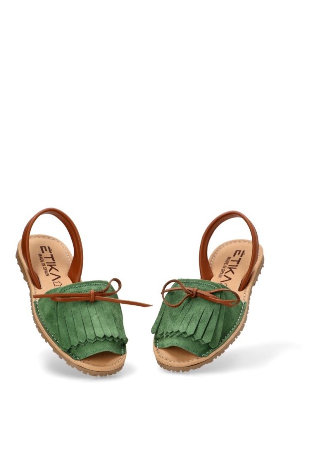 Sandalia de mujer ETIKA 10081 verde piel suela plana