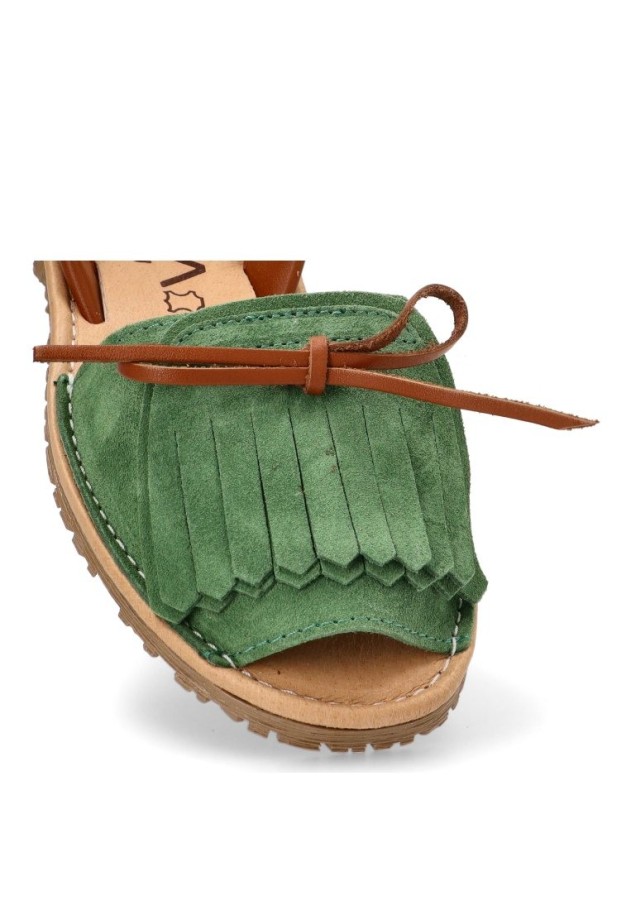 Sandalia de mujer ETIKA 10081 verde piel suela plana