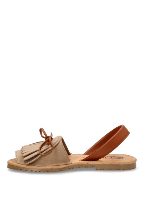 Sandalia de mujer ETIKA 10081 arena piel suela plana