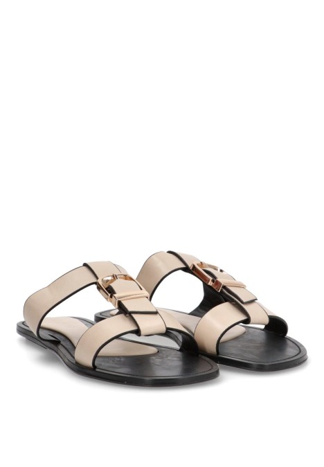 Sandalia de mujer BUONAROTTI bp-5258 beige sintetico suela plana