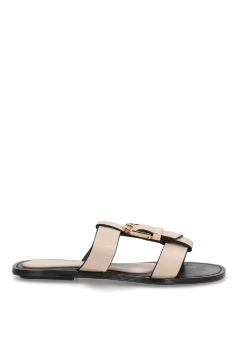 Sandalia de mujer BUONAROTTI bp-5258 beige sintetico suela plana