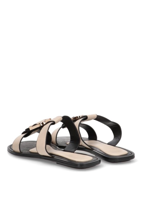 Sandalia de mujer BUONAROTTI bp-5258 beige sintetico suela plana