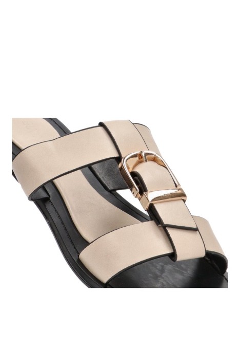 Sandalia de mujer BUONAROTTI bp-5258 beige sintetico suela plana