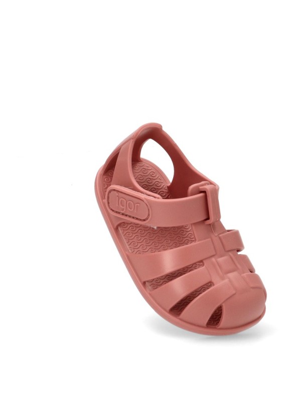 Chanclas sandalias playa de niña IGOR nemo solid rosa goma suela plana