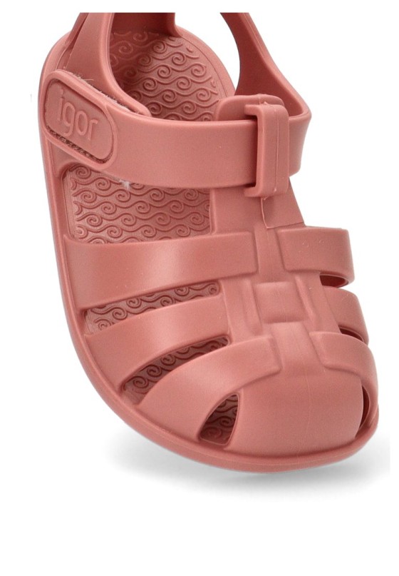 Chanclas sandalias playa de niña IGOR nemo solid rosa goma suela plana