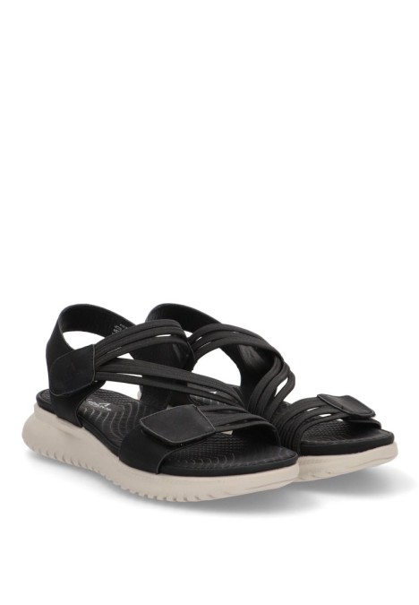 Sandalia de mujer ARMONY 41026 negro sintetico suela plana