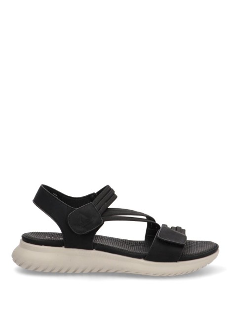 Sandalia de mujer ARMONY 41026 negro sintetico suela plana