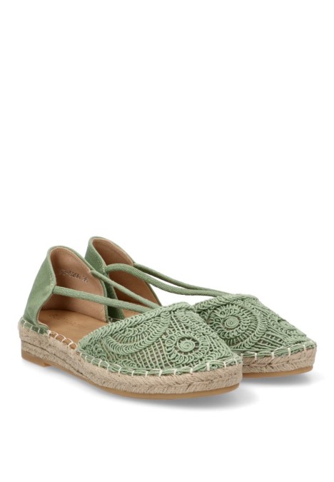 Alpargata de mujer BUONAROTTI fb5200 verde textil  suela plana