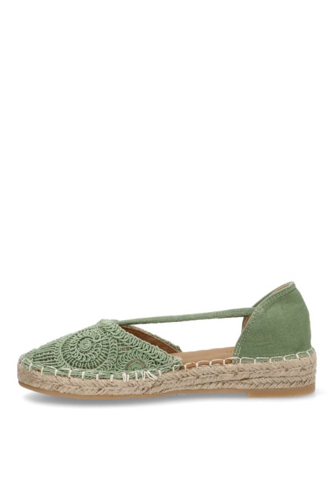 Alpargata de mujer BUONAROTTI fb5200 verde textil  suela plana