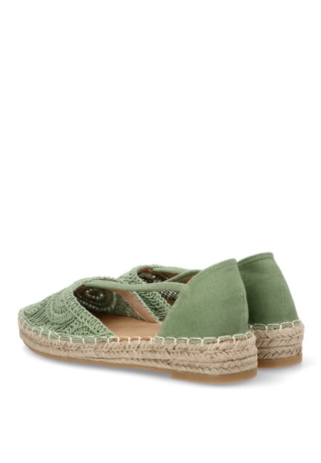 Alpargata de mujer BUONAROTTI fb5200 verde textil  suela plana