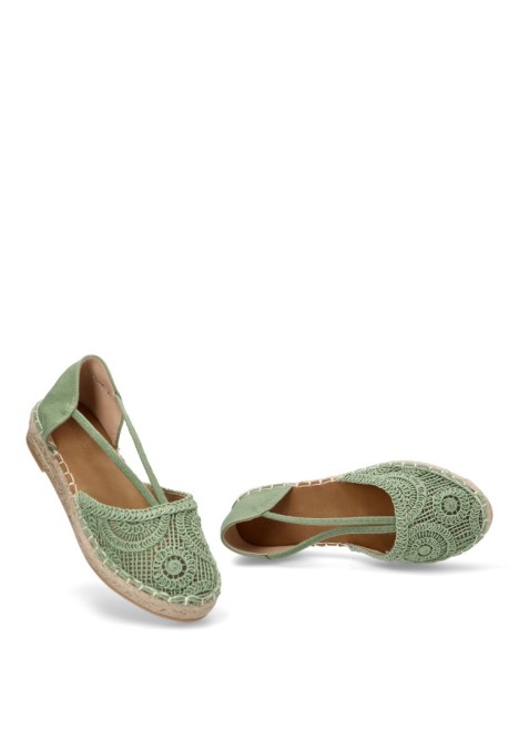 Alpargata de mujer BUONAROTTI fb5200 verde textil  suela plana