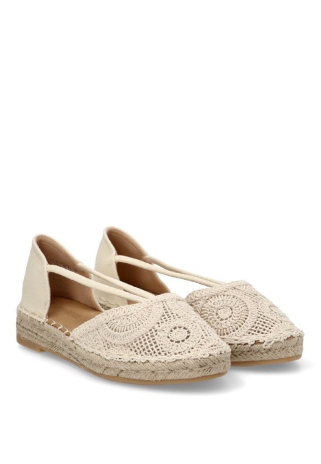 Alpargata de mujer BUONAROTTI fb5200 beige textil  suela plana
