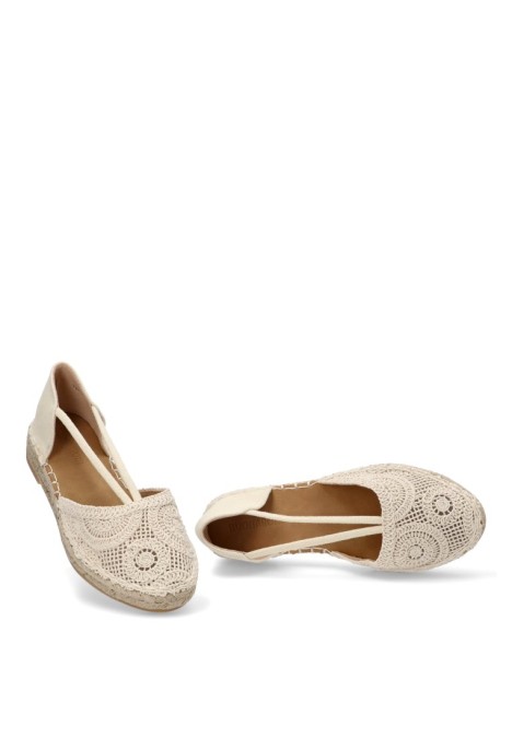 Alpargata de mujer BUONAROTTI fb5200 beige textil  suela plana