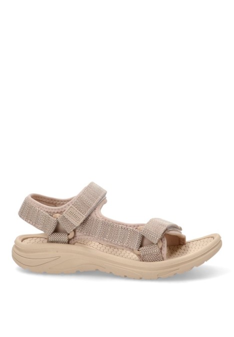 Sandalia de mujer MUSTANG 60804 beige textil  suela plana