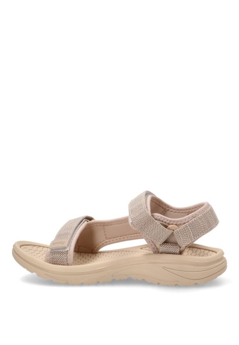Sandalia de mujer MUSTANG 60804 beige textil  suela plana