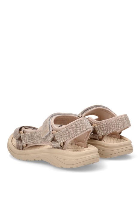 Sandalia de mujer MUSTANG 60804 beige textil  suela plana