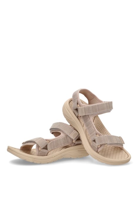 Sandalia de mujer MUSTANG 60804 beige textil  suela plana
